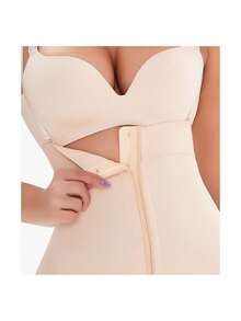 Calzoncillos de talle alto darle forma al cuerpo con ribete con encaje , cremallera , tiras ajustables , con nalga levantamiento función - Beis - Ver 3