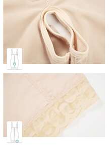 Calzoncillos de talle alto darle forma al cuerpo con ribete con encaje , cremallera , tiras ajustables , con nalga levantamiento función - Beis - Ver 4