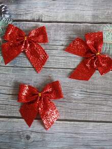 6入組聖誕彩帶裝飾,採用複合無紡布與金屬線編織製成,適用於聖誕樹裝飾及節日道具 - 玫紅色 - 查看 3