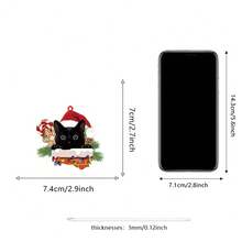 1件3mm厚度白色亞克力材料雙面印刷聖誕可愛黑色貓子禮物聖誕樹掛飾車掛飾農舍客廳臥室戶外假日裝飾聖誕