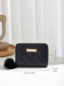 Women's Stitching Metal Decoration Short Wallet Portable Cash For Female College Work Business Commute Office For Anniversary For Couple For Birthday Gift On Valentine Day Gift Gift For Women Wallet Purse Wallet Small Wallet - Black - View 6