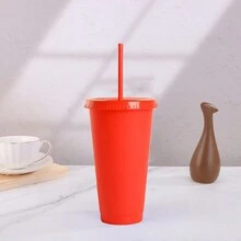 1pc/5pcs/6pcs/10pcs, 710ml/24oz,500ml/16oz Reusable Plastic Cup With Lid And Straw, Reusable Coffee Cup For Hot And Cold Drinks,Suitable For Drinking Water, Milk - Green - View 8