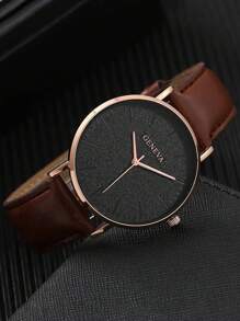 5-Piece/Set Minimalist Men's Watch Set, Suitable For Everyday Wear. - Brown - View 2