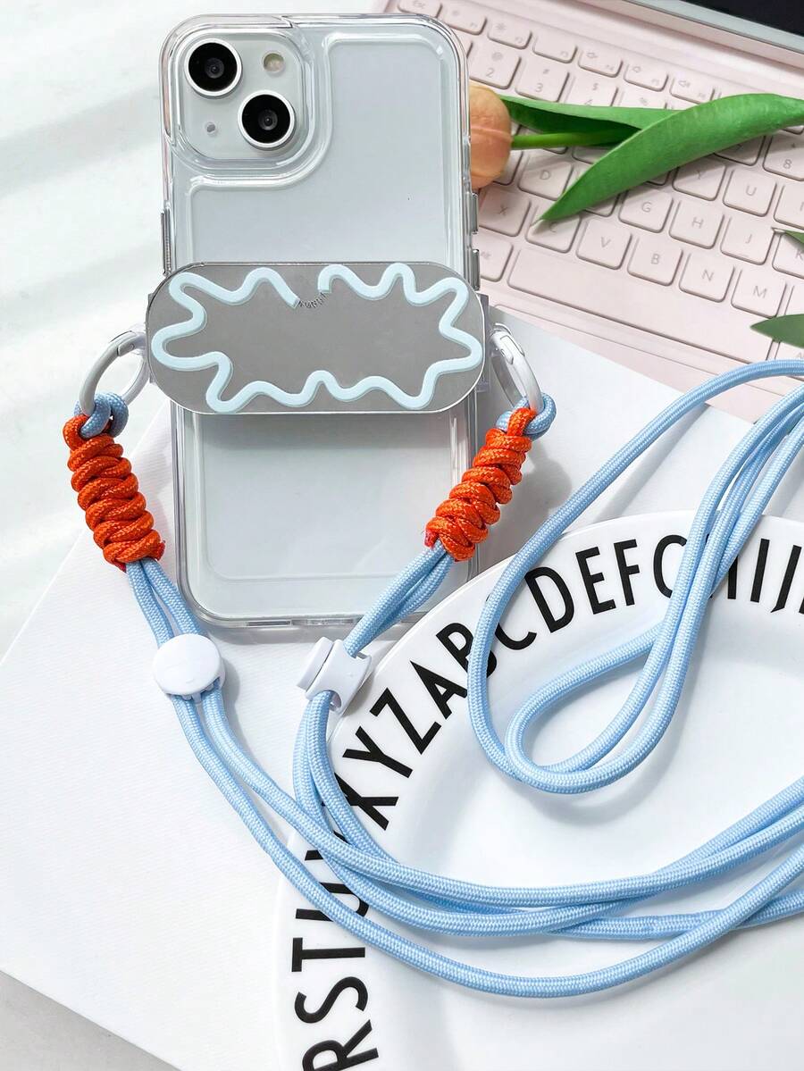 1入組鏡面手機防丟夾,可伸縮通用手機背夾,十字胸掛手機掛繩 - 彩色 - 查看 1