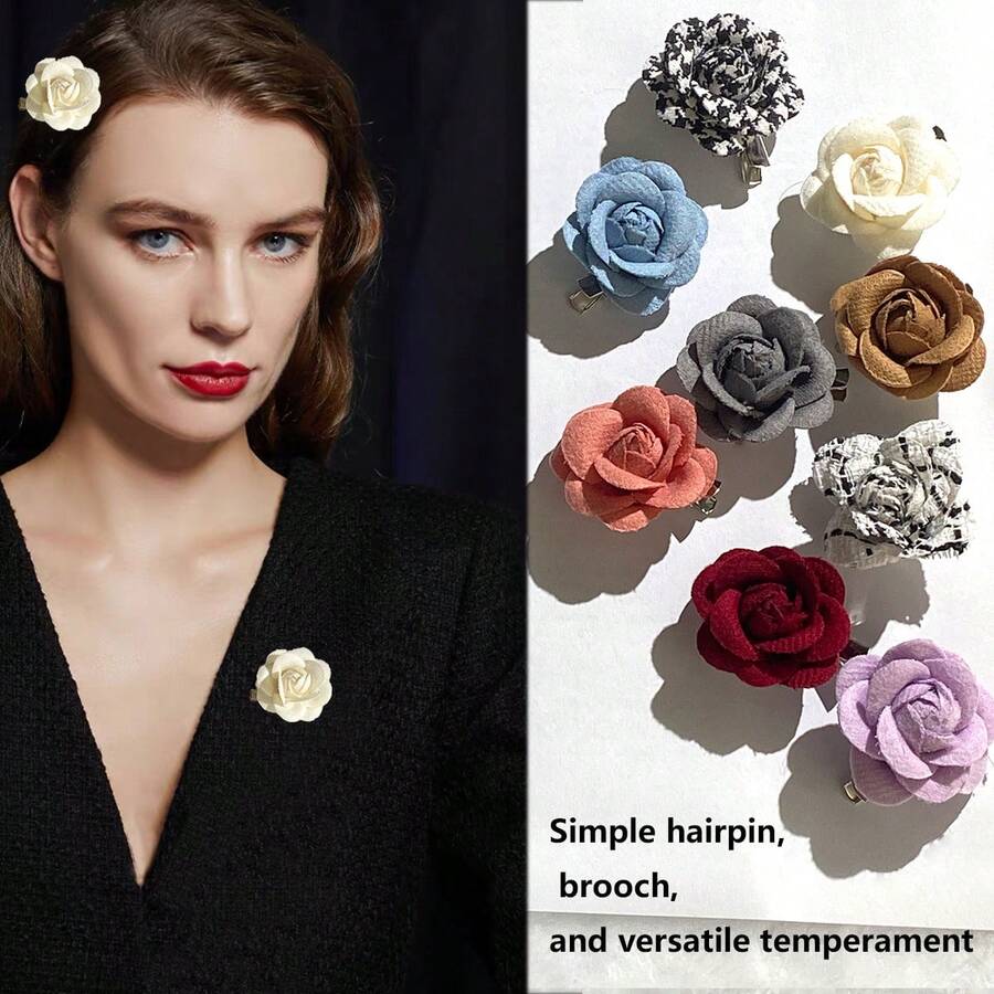 1 件美丽温柔的淑女山茶花发夹、花胸针、两用别针配饰 - 千鳥白 - 查看 1