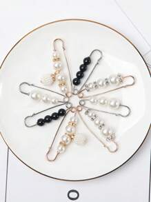 10pcs Women's Anti-Slip Brooch Waist Buckle Adjust Skirt Waist Tightness, Fixed Clothing Neckline Corsage Decorative Buckle Excludes The Card. - White - View 33