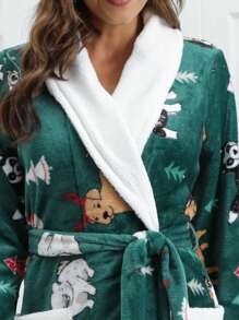 1 Miếng Giáng sinh Theo chủ đề Của phụ nữ Dày lên Flannel Lỏng lẻo ÁO choàng mặc nhà , Ấm áp Nhà  Quần áo Thích hợp Đối với Nhà  Sử dụng , Mùa thu Và Mùa Đông - màu xanh lá - Xem 8