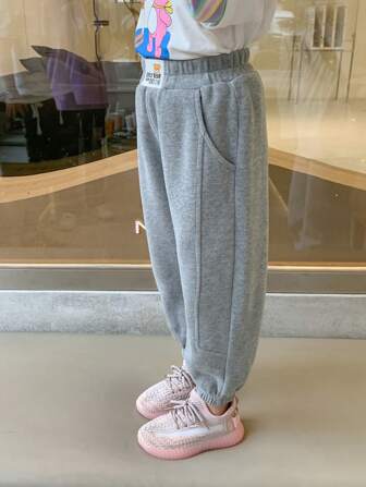 zosee Spodnie dresowe dla małych dziewczynek Z łatami Litera