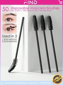 50pcs Disposable Eyelash Brush Set Lash Extension Tool, Eyelash Curler Comb Wands For Eyebrow, Findcolor (Directly Sold By Factory) - Black - View 4