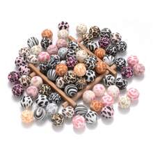 10入組15mm繽紛彩色矽膠水轉印珠子,豹紋和迷彩圖案 - 彩色 - 查看 18