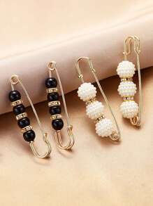 10pcs Women's Anti-Slip Brooch Waist Buckle Adjust Skirt Waist Tightness, Fixed Clothing Neckline Corsage Decorative Buckle Excludes The Card. - White - View 74