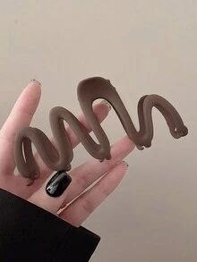 3入組女士高級簡約波浪形實心黑色、棕色髮夾,輕巧,髮飾,優雅百搭,適合日常使用、沐浴、洗臉、化妝、服裝搭配 - 彩色 - 查看 8