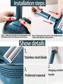 12pcs Blue Circular Vegetable Slicer, Multifunctional Fruit Slicer, Manual Food Grinder, Vegetable Grinding Machine, Cutter With Container, 6-blade Potato Grinder, Home Potato Slicer, Kitchen Gadget