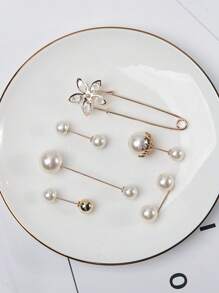 10pcs Women's Anti-Slip Brooch Waist Buckle Adjust Skirt Waist Tightness, Fixed Clothing Neckline Corsage Decorative Buckle Excludes The Card. - White - View 40