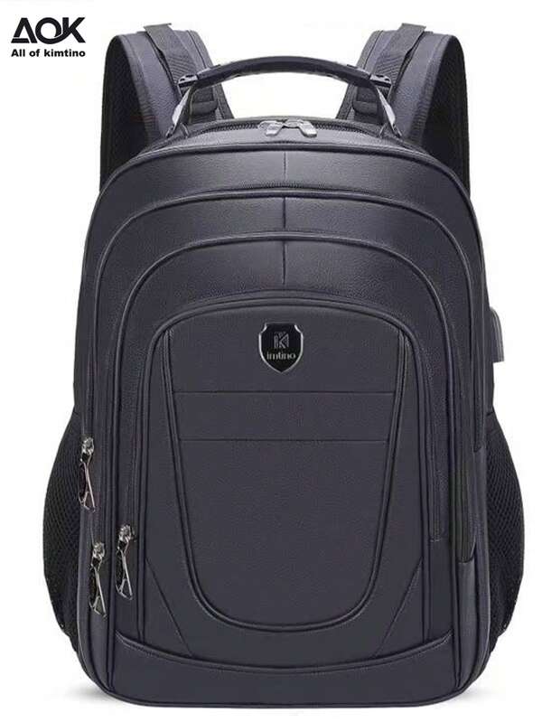 Mochila Couro Masculina Reforçada Com Cabo De Aço E Entrada De USB Para Notebook Escolar Excecultivo Social Envio Modelo Aleatório Couro Sintético