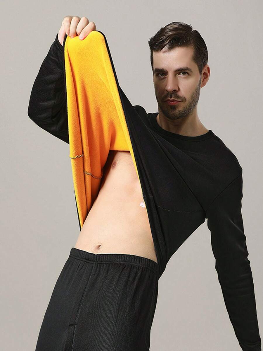 1set Men's Thermal Underwear Set - Black - View 1