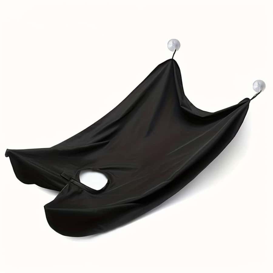 1個特寬領帶式男士刮鬍子用品,吸盤式剃須圍裙 - 黑色 - 查看 1