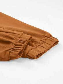 Women Pocketed High Waisted Sweatpants - Brown - View 9