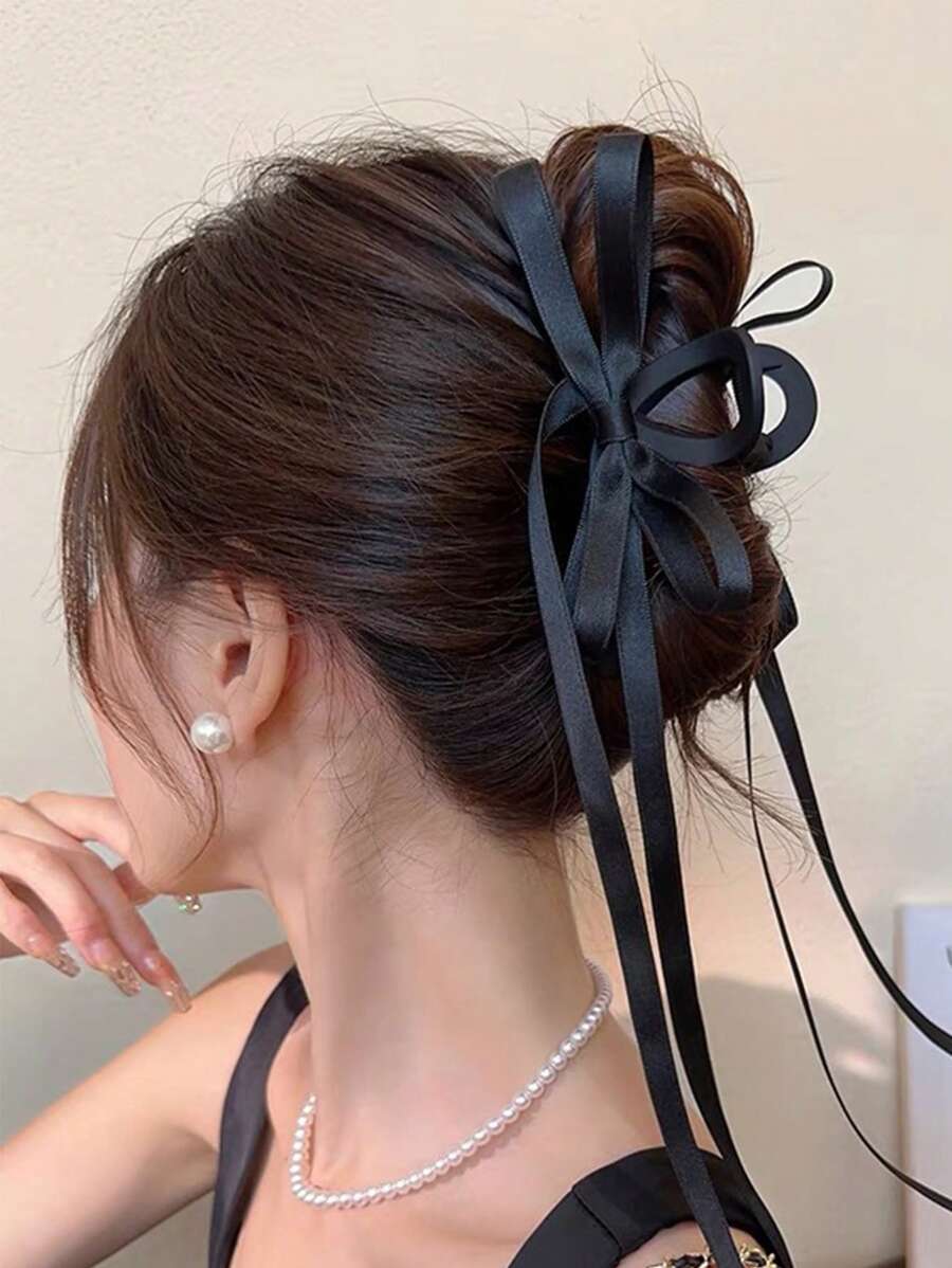 1 件女士蝴蝶结流苏仙女发夹适合日常使用，秋冬季可爱情人节情人