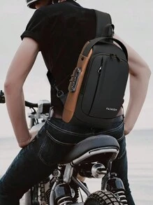 1入防水防盜郵差包(12.2英寸*6.29英寸*3.14英寸) - 男士完美禮物 - 攜帶式小型背包肩袋胸袋環肩背包禮物遊輪必備運動包胸包斜肩包旁背包秋季旅行商務室外攜帶配有可調節肩帶的多功能禮物,適用於丈夫、爸爸、男友 - 黑色 - 查看 2