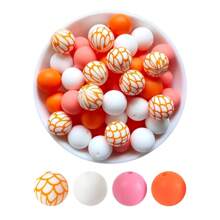 20入組直徑15mm的矽膠珠子套裝,適用於自製串珠首飾,附水轉印豹紋圖案 - 彩色 - 查看 12