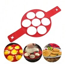 MOLDE SILICON HOT CAKES MINI 7 ESPACIOS REDONDO HUEVO FORMAS NIÑOS DESAYUNO LUNCH - Multicolor - Ver 1