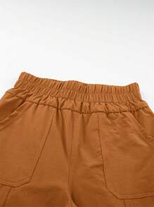 Women Pocketed High Waisted Sweatpants - Brown - View 8