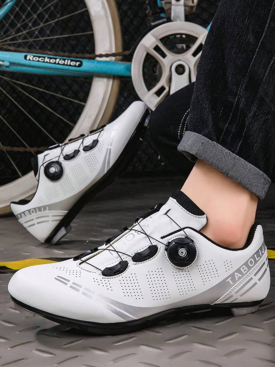 Zapatillas Ciclismo Mtb Unisex, Para Bicicleta De Montaña Y Spinning - Blanco y Negro - Ver 1