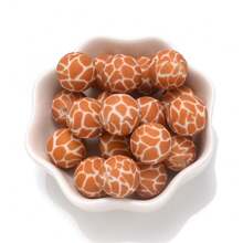 10入組15mm繽紛彩色矽膠水轉印珠子,豹紋和迷彩圖案 - 彩色 - 查看 17