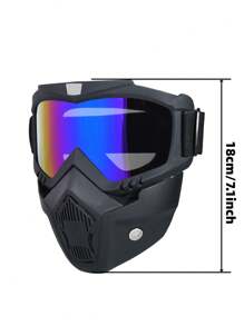 1pc Outdoor Fog-Proof Mask With Goggles, Detachable Adjustable Full Face Shield Ski Goggles, Outdoor Motorcycle Riding Face Protection, Ski, Climbing Equipment - Blue - View 6