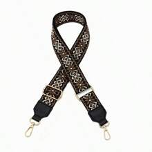 Leather Shoulder Strap, Adjustable Crossbody Strap, Luggage Accessories Strap, Fashion Strap, Geometric Pattern Strap, Travel Bag Accessories Strap - Coffee Brown - View 1