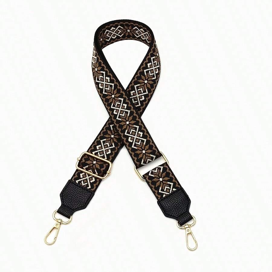 Leather Shoulder Strap, Adjustable Crossbody Strap, Luggage Accessories Strap, Fashion Strap, Geometric Pattern Strap, Travel Bag Accessories Strap - Coffee Brown - View 1