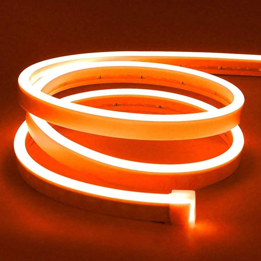 1 Piece 5 Meters Plastic LED Neon Lights Waterproof Strip LED Light For Room Home Party Decoration, Simple Led Neon Light Strip (Without Charger) - Orange - Voir 1