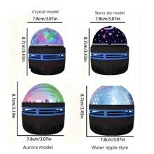1 件星光投影灯，北极光和水波效果，7 色 USB 氛围灯适用于客厅、宿舍、卧室、派对、节日、圣诞节、情人节、开斋节 - 彩色 - 查看 12