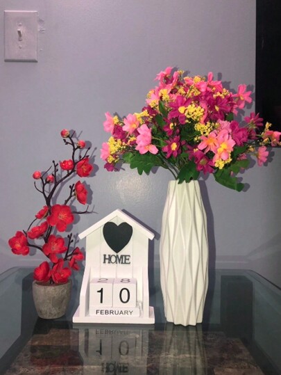 1Pc Moderne Plastic Flower Vase, Unbreakable Wit Vase Pampas Grass, Nordic Minimalist Home Aesthetic Room Living Room, Office, Bedroom Centerpiece Tafel ation, Perfect Halloween Glass view 9