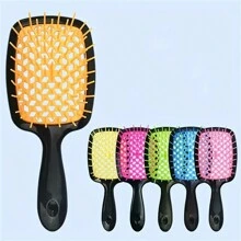 中空寬齒梳,針對女性頭皮按摩梳,適用於濕髮或乾髮,防打結美髮梳子 - 綠色 - 查看 2