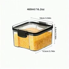 1個 家用方形透明密封罐保鮮盒廚房五穀雜糧收納罐乾果零食罐廚房用品 - 黑色 - 查看 7