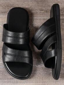 高端時尚商務男士拖鞋 - 黑色 - 查看 5