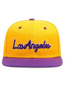 1pc Personalized Men's Baseball Cap/Driver Cap With Los Angeles Letter Embroidery Street - Yellow - View 3
