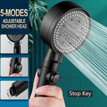 1pc Single-function Shower Head - Black - View 1