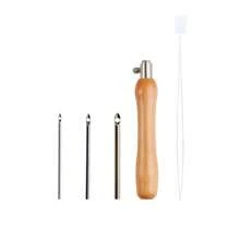 3-in-1 Embroidery Punch Needle Set With 3 Replaceable Needles, Including All Models, With Wooden Handle Cross Stitch Punch Needle - Apricot - View 2