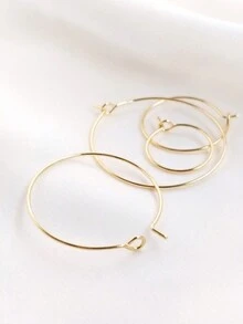 1 Đôi Khuyên Tai Vòng Bạc Thời Trang Tối Giản Cho Phụ Nữ Để Trang Trí Hàng Ngày - Vàng - Xem 7