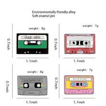 1入創意卡通可愛色帶趣味徽章合金胸針,動畫女士和女孩的裝飾徽章,街頭風 - 彩色 - 查看 4