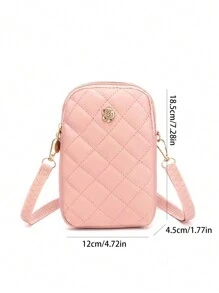 女士小型手機鈴鐺肩袋，小方形錢包和手提包，夏季輕便時尚，適用於白領工作者，上班族通勤辦公室，周年紀念日、生日禮物、情人節熱粉色手機錢包 - 粉色 - 查看 3