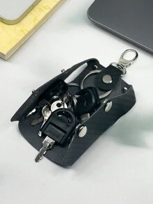 Estuche Para Llaves De PU Multifuncional, Estuche Para Llaves De Coche Y Bolsa De Almacenamiento De Llaves, Regalos A Los Maestros - Negro - Ver 1