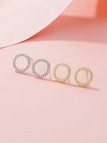 一对韩式时尚个性圆形耳环，简约百搭，男女皆宜，适合日常佩戴，也可作为宴会配饰、学生耳环或情人节礼物。 - 白色 - 查看 6