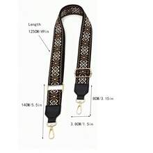 Leather Shoulder Strap, Adjustable Crossbody Strap, Luggage Accessories Strap, Fashion Strap, Geometric Pattern Strap, Travel Bag Accessories Strap - Coffee Brown - View 2