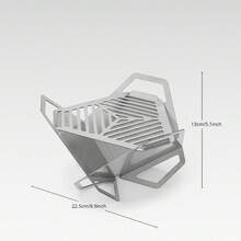 1 Set Stainless Steel Triangle Design Portable Barbecue Stove, Detachable And Windproof, Suitable For Camping And Bbq - Silver - View 5