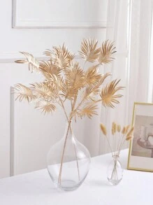 MEHELANY 1個人製造的植物金色假葉子聖誕節人造裝飾塑料蕨波士頓灌木人造灌木叢模擬熱帶葉子用於宴會裝飾婚禮diy家居室內外裝飾 - 金色 - 查看 1