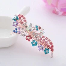 Spring Loaded Hair Clip With Rhinestone Decor, Versatile Hair Accessory For Women - Multicolor - View 1